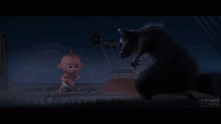 Jack Jack Attacking Racoon GIF