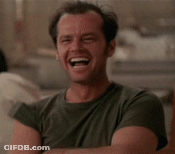 Jack Nicholson Nodding Face Palm Laughing GIF