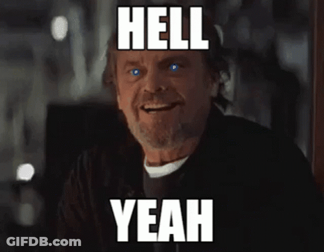Jack Nicholson Nodding Hell Yeah Laser Eyes GIF