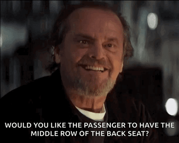 Jack Nicholson Nodding Middle Row Or Back Seat GIF