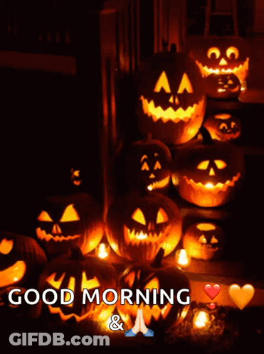 Jack-O'-Lanterns Saying Good Morning GIF