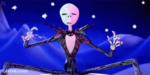 Jack Skellington From The Nightmare Before Christmas Is Meditating In A Lotus Position GIF