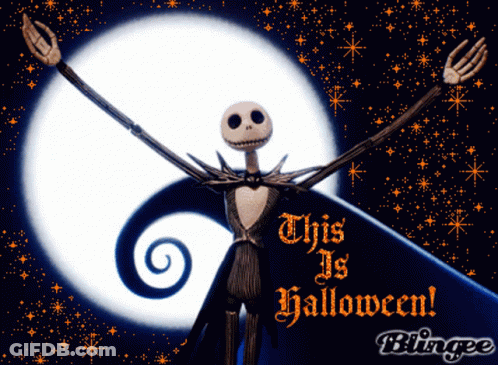 Jack Skellington Standing In Front Of Full Moon GIF