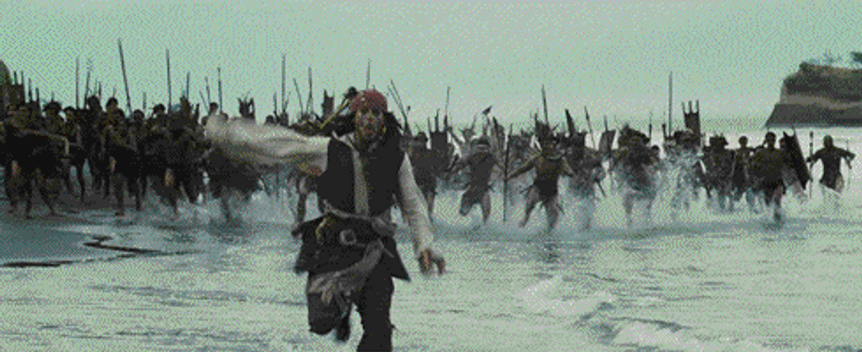 Jack Sparrow Chased Tribe GIF