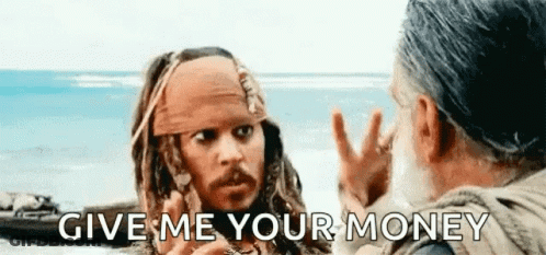 Jack Sparrow From Pirates Of The Caribbean Is Talking To Another Man On The Beach . GIF