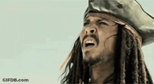 Jack Sparrow From Pirates Of The Caribbean Is Wearing A Pirate Hat And Dreadlocks . GIF