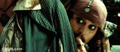 Jack Sparrow Holding Finger To Mouth GIF