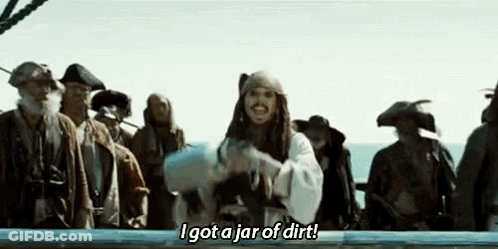 Jack Sparrow Holding Jar Of Dirt GIF