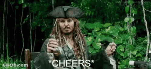 Jack Sparrow Sitting In Chair Holding Wine And Smoking GIF