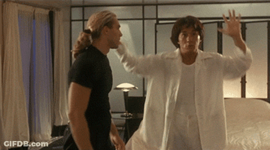 Jackie Chan Fights While Hands Up GIF