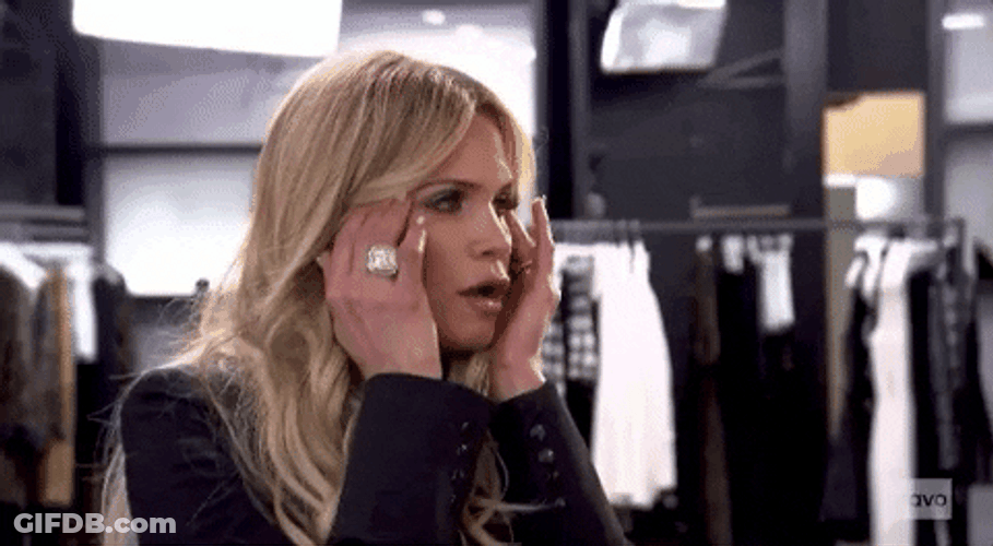 Jackie Goldschneider Hair Pulling Shokc Reaction GIF