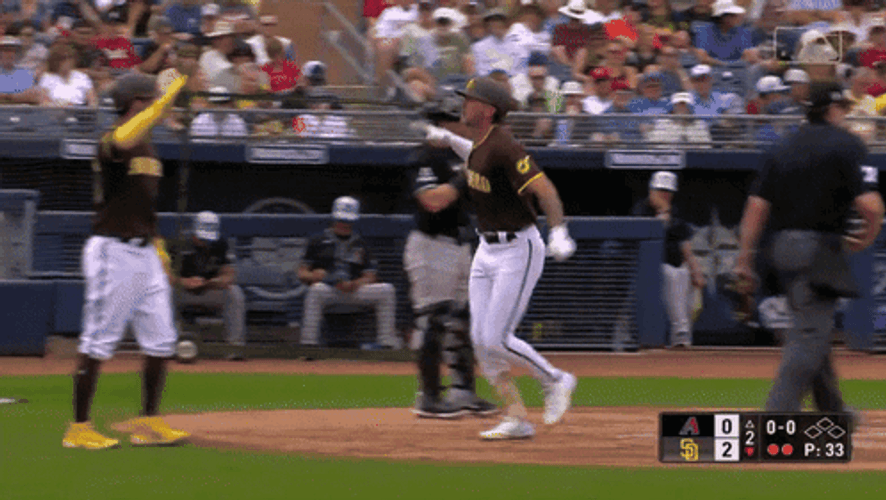 Jackson Merrill High Five Teammate While Jumping GIF