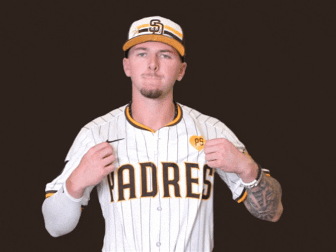 Jackson Merrill Showing Off Jersey GIF