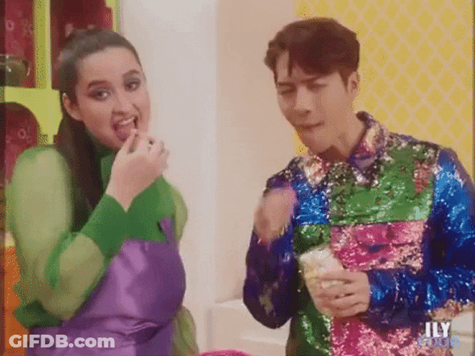 Jackson Wang Stephanie Poetri Eating GIF