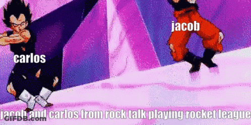 Jacob And Carlos From Rock Talk Playing Rocket League Are Shown GIF