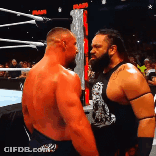 Jacob Fatu Face To Face With Bron Breakker GIF