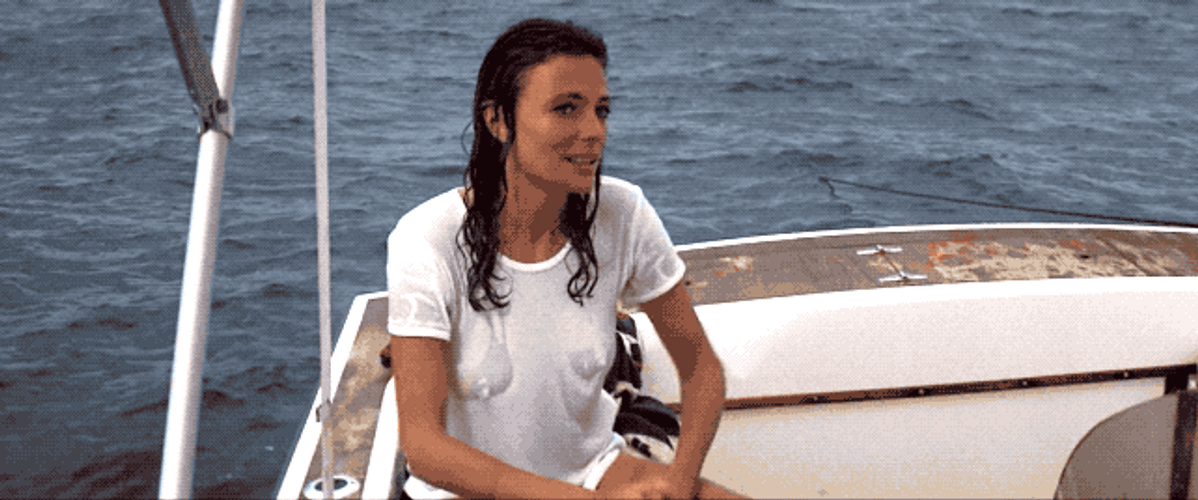 Jacqueline Bisset Removing Her Wet Tshirt GIF