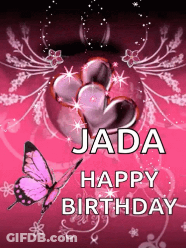 Jada Happy Birthday Card Hearts Butterflies GIF