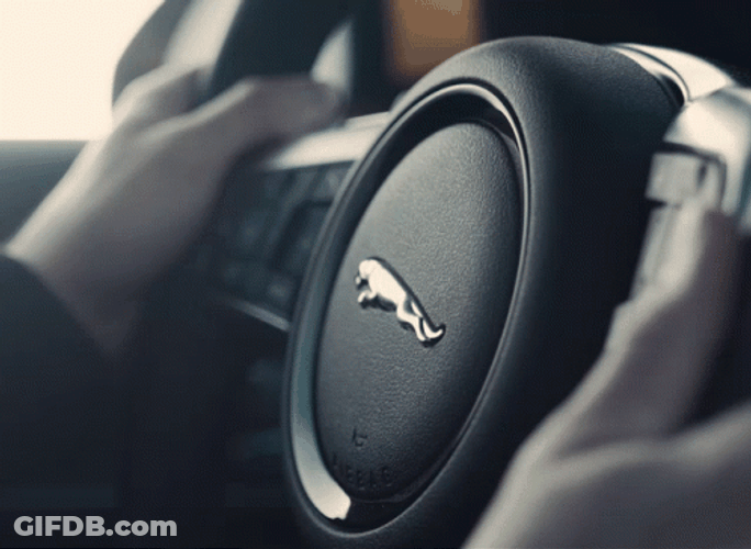 Jaguar Car Steering Wheel GIF