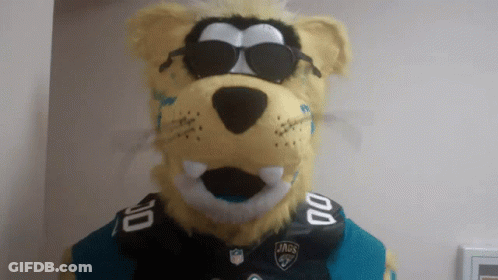 Jaguars Mascot In Sunglasses And Jersey Number 10 GIF