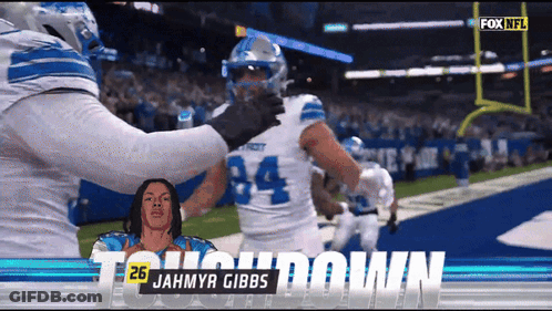 Jahmyr Gibbs Congratulated By Teammates GIF