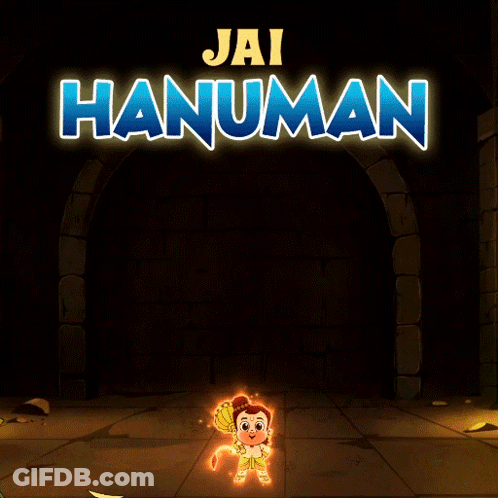 Jai Hanuman Cartoon With Hammer GIF