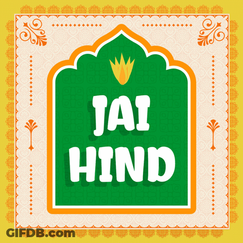 Jai Hind White On Green GIF