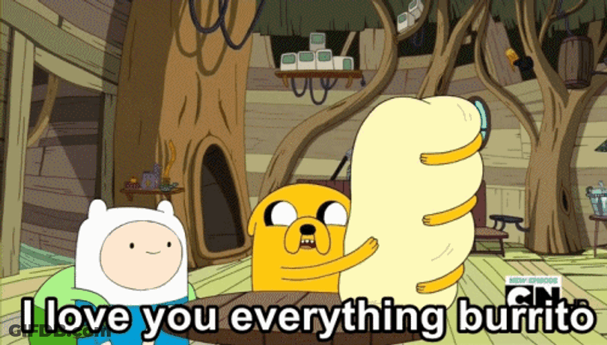 Jake The Dog Hugging Burrito GIF