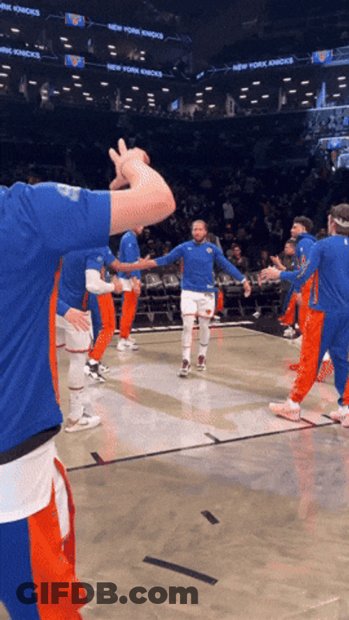 Jalen Brunson Celebration High Five Teammate GIF