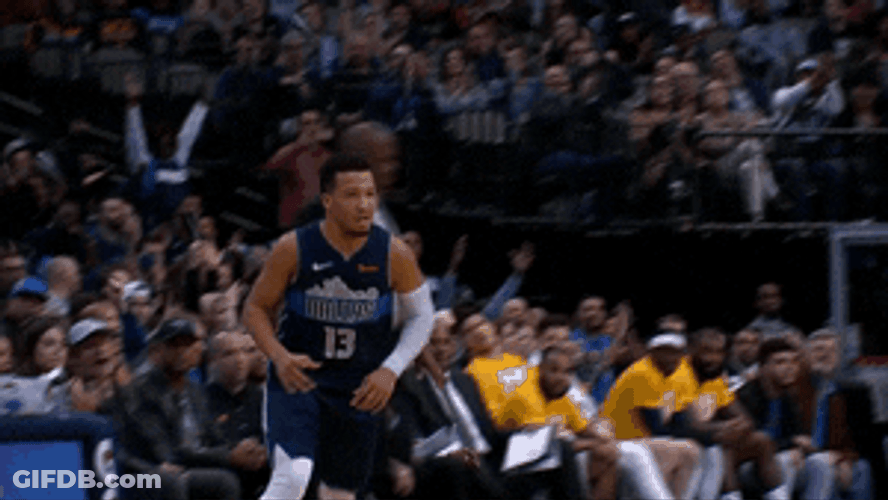 Jalen Brunson Celebration Running Towards Teammate GIF