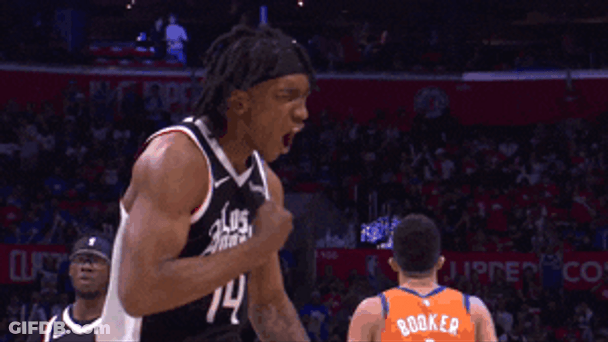 Jalen Brunson Celebration Screaming Hitting Chest GIF