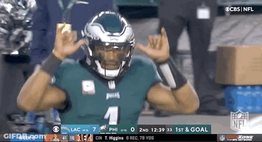 Jalen Hurts Bleh Cool Hand Sign GIF
