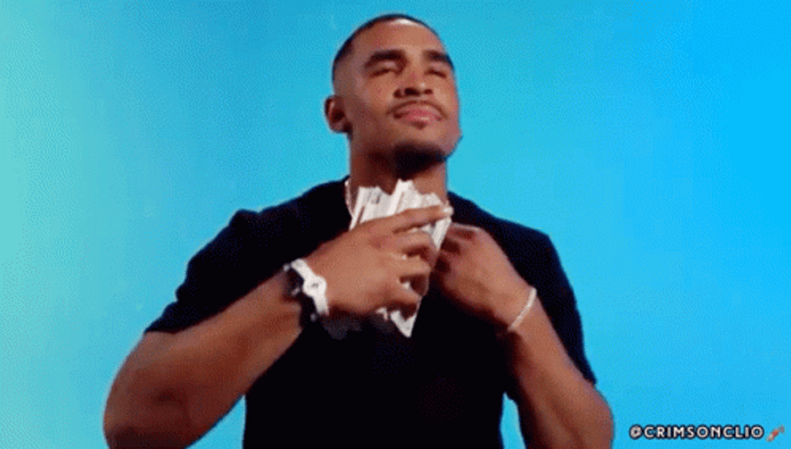 Jalen Hurts Hiding Money GIF