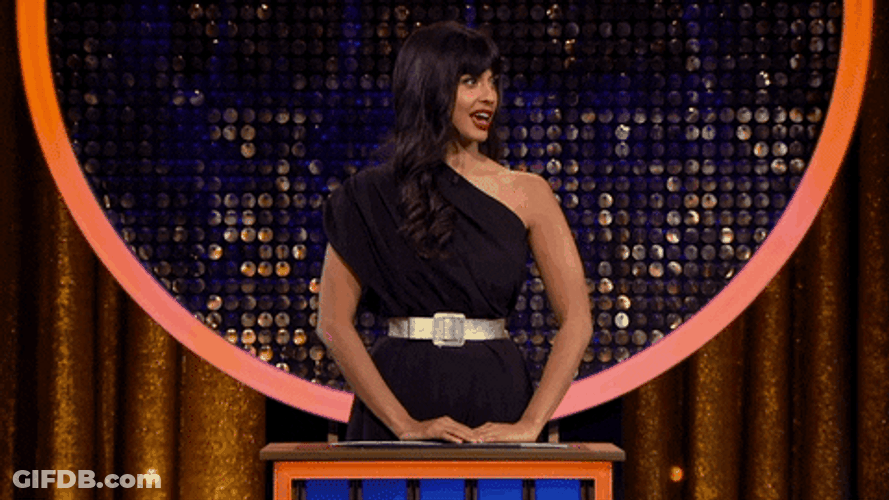 Jameela Jamil Straight Face Game Show GIF