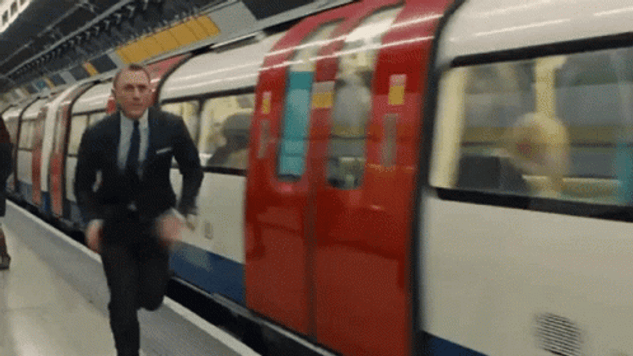 James Bond Catching Train GIF