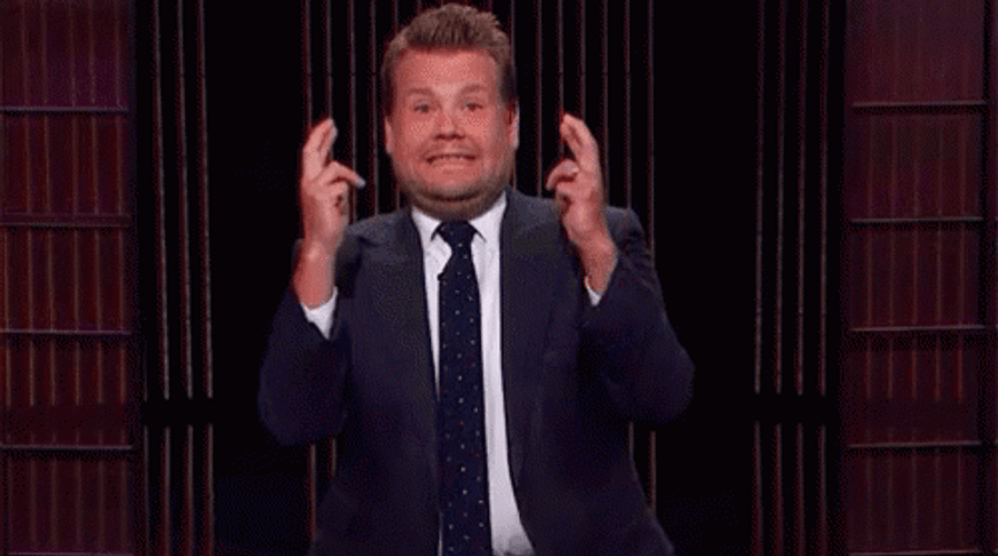 James Corden Fingers Crossed GIF