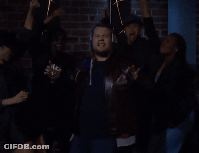 James Corden Hyped Over Two Shots Of Vodka GIF