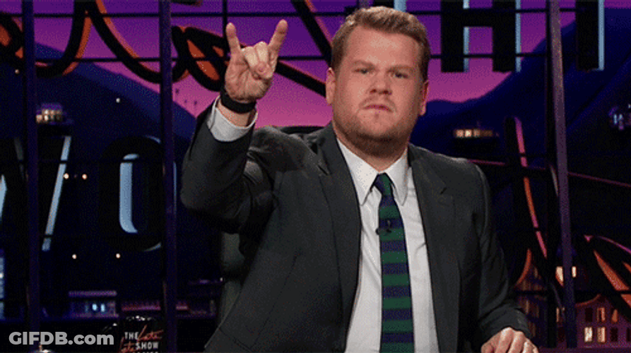 James Corden Rock And Roll Sign GIF