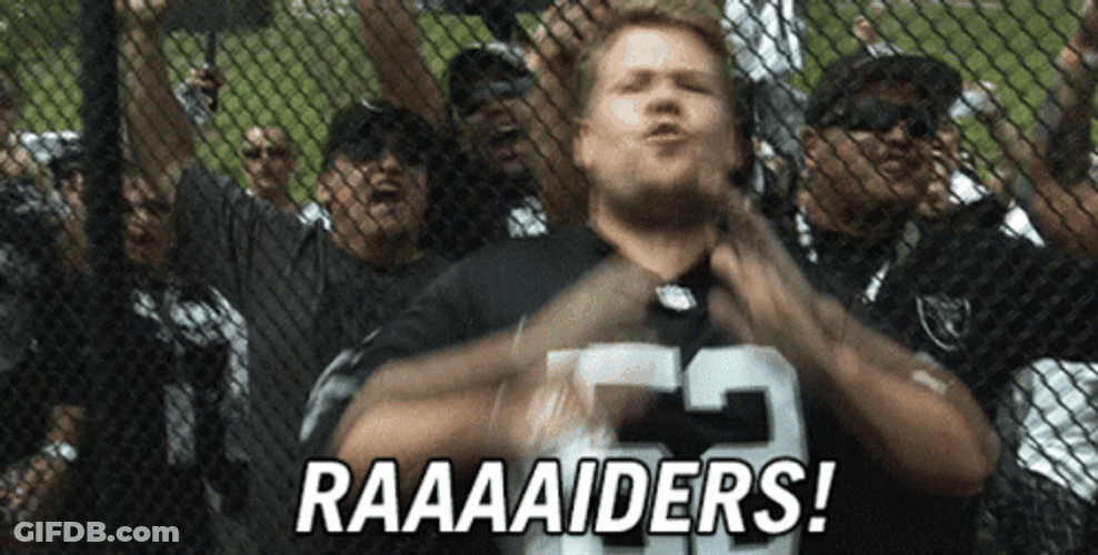 James Corden Screaming Raiders GIF