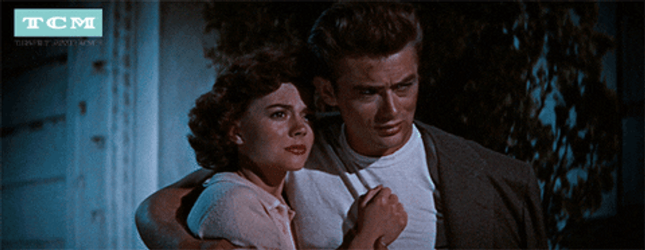 James Dean Natalie Wood Hug Scared GIF