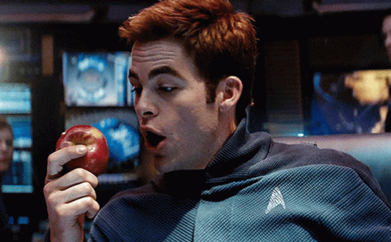 James Kirk Eating Apple GIF