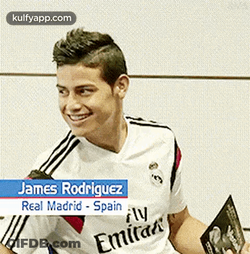 James Rodriguez Smiling Holding Book GIF