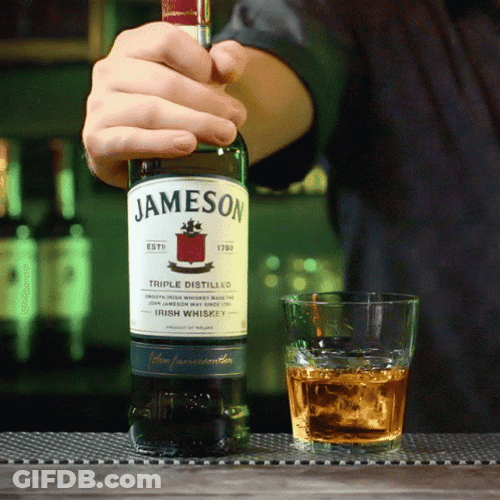 Jameson Whiskey Bottle With Glass On The Side GIF
