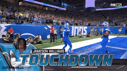 Jameson Williams Touchdown Football Player Running GIF