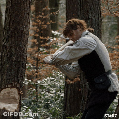 Jamie Fraser Chopping Tree GIF