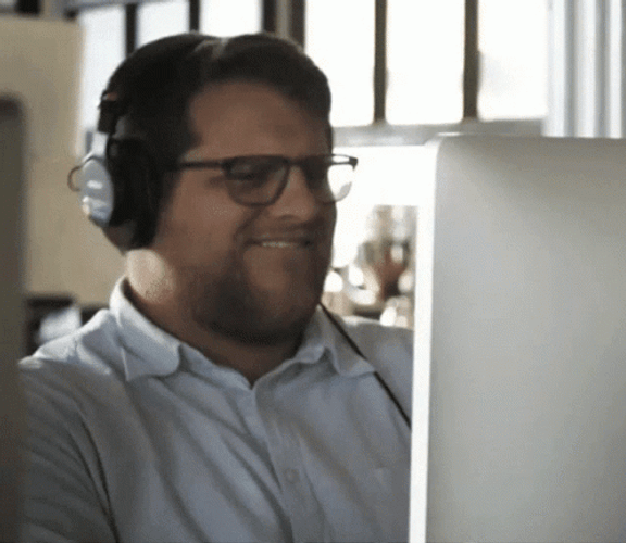 Jamming Guy Listening On Headphone GIF