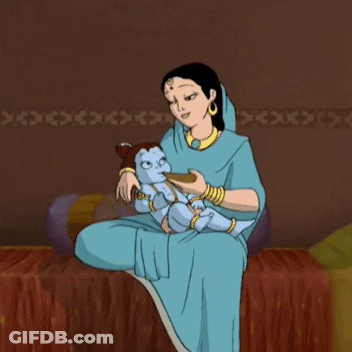 Janmashtami Baby Krishna Getting Fed GIF