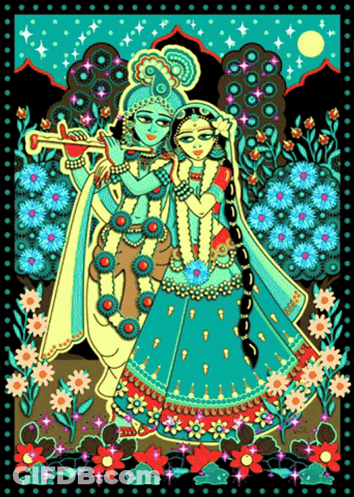 Janmashtami Dazzling Krishna Couple GIF