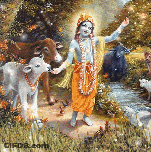 Janmashtami Glittery Krishna Poster GIF