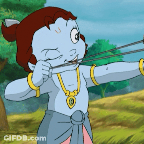Janmashtami Krishna Sling Shot Hitting Pot GIF